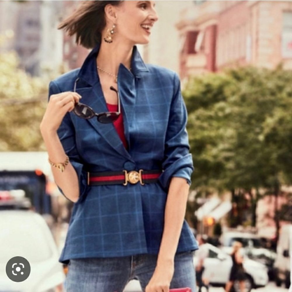 Cabi plaid one button front windowpane blazer